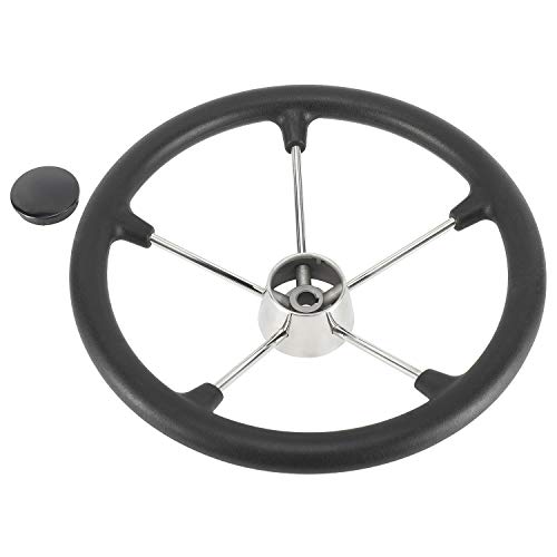 image for NovelBee 15-1/2 Inch Stainless Steel 5 Spoke Boat Marine Destroyer Ste