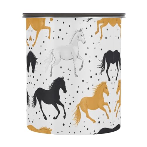 Quteprint Recipientes de almacenamiento de café de acero inoxidable con tapa hermética, animal caballo de lunares, contenedor de almacenamiento de alimentos de 17 onzas, recipiente de cocina para té