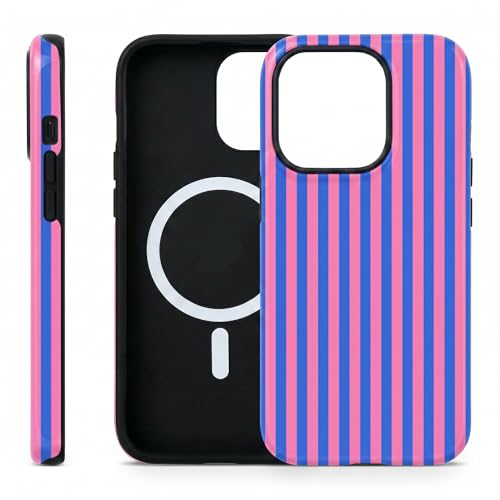���킢���s���N�ƃl�C�r�[�̃X�g���C�v�P�[�X�AiPhone�p�A2-in-1�f���A���v���e�N�V�����AMagSafe�A�\�t�gTPU�A�n�[�hPC�ϏՌ��J�o�[�A�����Ə��̎q�p(���C�g�s���N&�u���[�̃X�g���C�v�AiPhone 16 Pro Max�p)