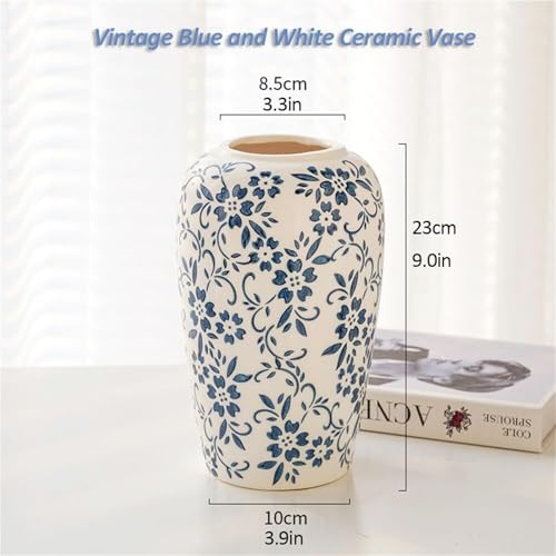 Vase vintage bleu et blanc grand vase décoration intérieure - 5