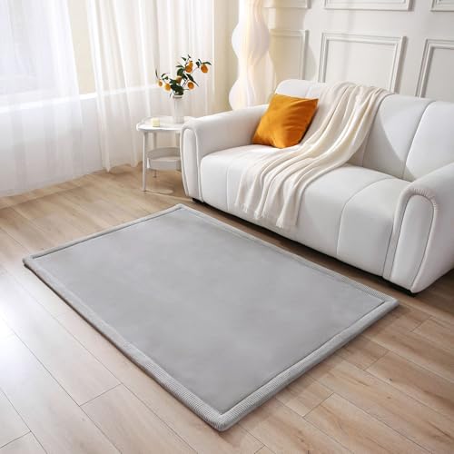 Colchoneta Manta Juegos Bebe 170x120x2,5cm, Gris – Tapete Infantil con Memory Foam Manta de Juegos Bebe Antideslizante, Tatami Bebe, Suelos Infantiles