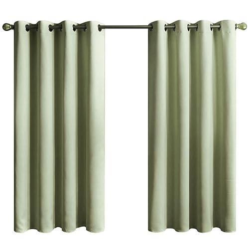 Topfinel Sage Green Curtains Short Curtains for Bedroom Green Blackout Curtains Nursery Thermal Insulated Kitchen Curtains for Windows W117 x L137 CM,2 Panels