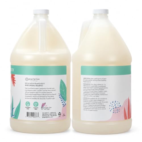 Image of Ginger Lily Farms Botanicals Shampoo, 128oz /4pk, Eucalyptus Tranquility | 100% Vegan & Cruelty-Free | Moisturizing Shampoo for All Hair Types | Refill Size