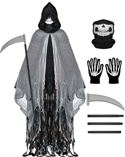 Degeyoyo Grim Reaper Costume, Halloween Hooded Cloak,...