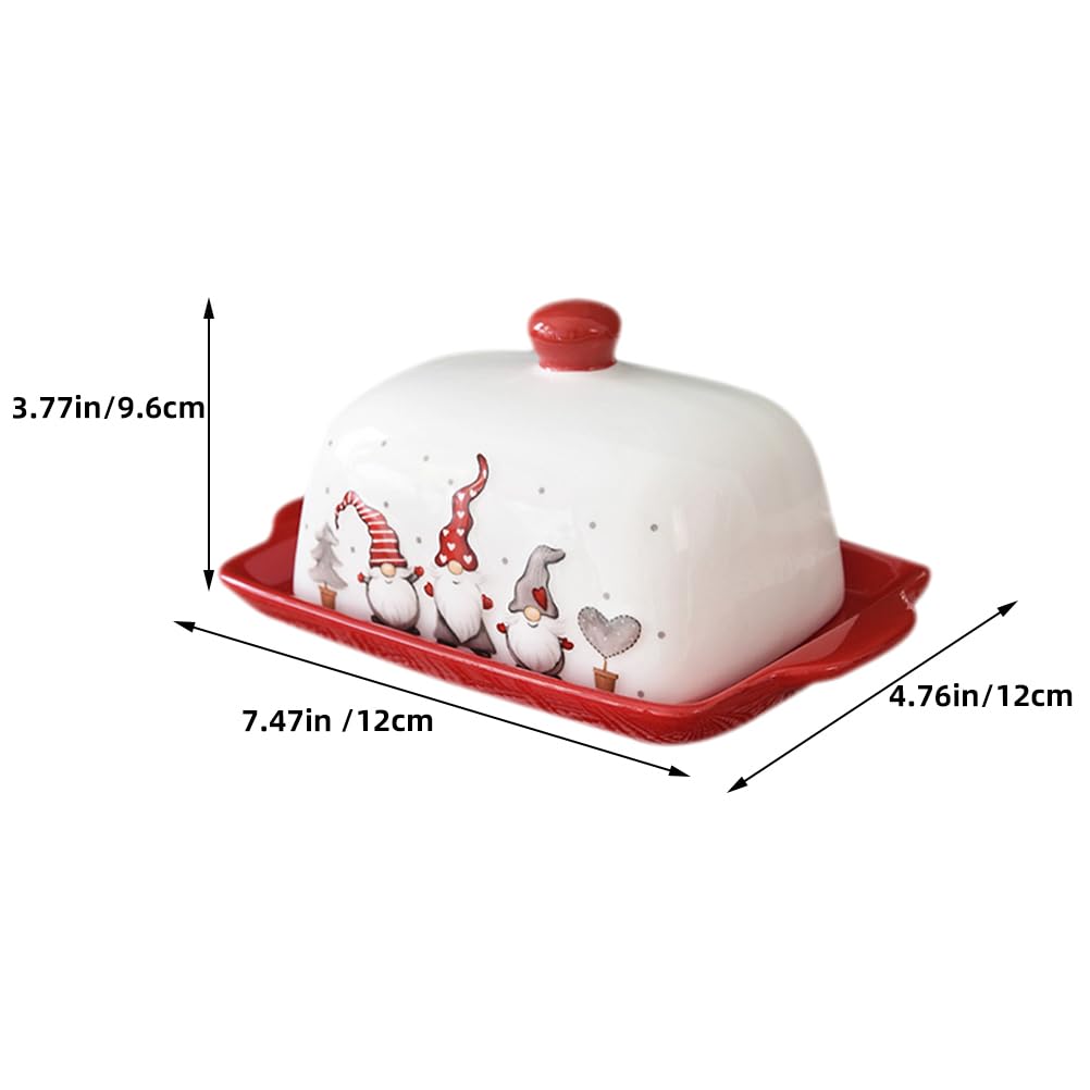 Cabilock Assiette en céramique pour la cuisine, beurrier en porcelaine, beurrier de Noël, décoration de Noël, organisateur de beurre pour le réfrigérateur, assiette à beurre en céramique