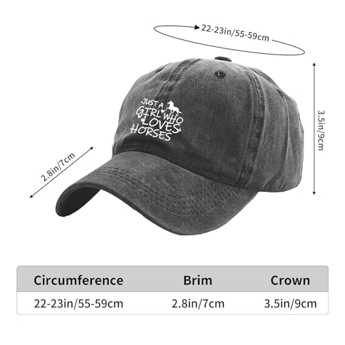 Image of Just Girl Who Loves Horse Hat Baseball Cap for Women Adjustable Trendy Hats Cotton