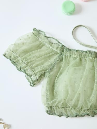 Image of Lilosy Sexy Stretch Ruffle Tie Sheer Mesh Lingerie Set Outfits