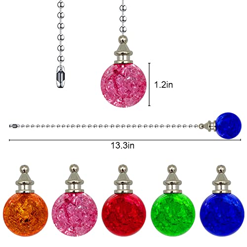 Image of 2 Pack Dotlite Crystal Ceiling Fan Pull Chain Accessories, Decorative String Pulls Pendant Extension, 12 Inches Beaded Ball Pull Chains Extender Ornament With Connector for Lamp (Red)