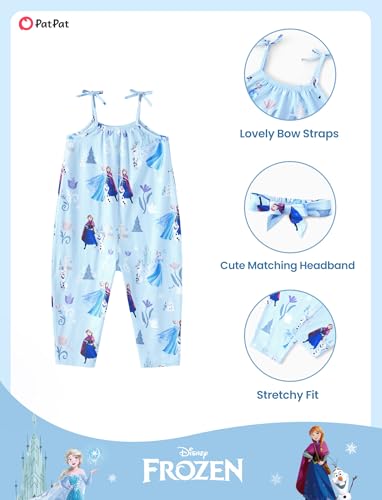 Image of Disney Frozen Elsa Princess Minnie Stitch Marie Girls Romper with Bow Tie Strap and Headband Cute Jumpsuit for Baby & Toddler