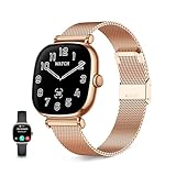 KSIX Iria Go Smartwatch da donna, display AMOLED da 1,70', autonomia 4 giorni, modalità sport e salute, notifiche, chiamate, assistente vocale, 2 cinghie in metallo dorato e silicone nero