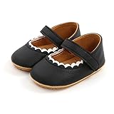 Chiusura: A strappo A68 Bambina Scarpe-Bambina Scarpe Primi Passi Antiscivolo Principessa Neonata con Suola Morbida Antiscivolo (6-12 mesi, nero)