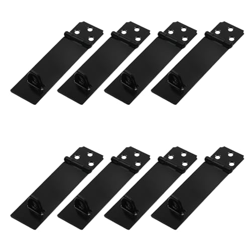 Tsnamay 8Pcs 4Inch Black Padlock Hasp,Door Slide Latch Locks Black Painted Iron Lock Black Iron with Screws for Home Yard Garden