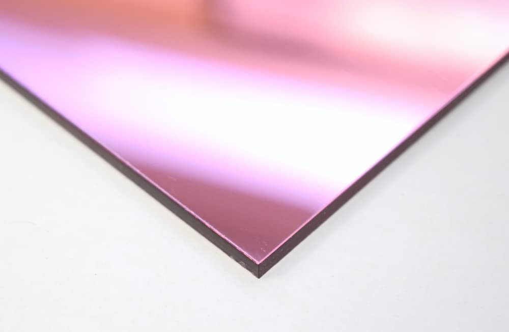 1/8" (3mm) Pink Mirror Acrylic Plexiglass Plastic Sheet 24" x 12" Nominal Size AZM Displays