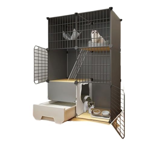 猫用品 Hueyaus 3段トイレ付きキャットケージ