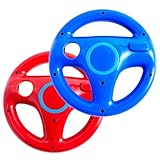 DOYO 2 Pack Steering Wheel for Nintendo Wii Remote Controller, Racing Wheels Games Accessories for Mario Kart (Red and Blue)