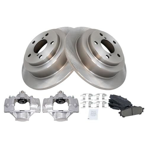Image of TRQ Rear Brake Pad and Rotor Set Ceramic Rotors Calipers | For 2006-2007 Subaru Impreza