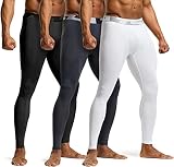 TSLA Men's Compression Pants - Cool Dry Athletic Sports Workout Running Tights Leggings Baselayer, 3pack Black/Charcoal/White, Medium