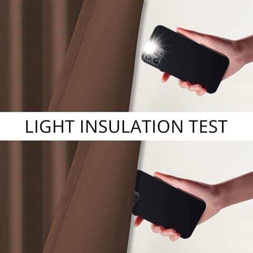 Image of Cloth Fusion Blackout Curtains, Brown, Window 5 ft, Set of 2 | 3-Layer Triple Weave, Up to 90% Light Block, Thermal Insulated, Premium Steel Grommets, Set of 2