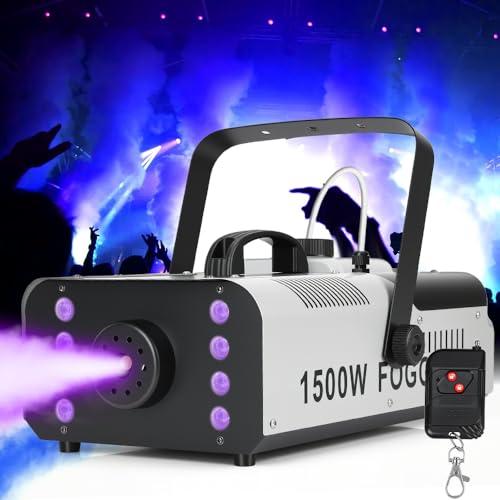 220V, 1500W, Cinza, Maquina de Fumaça, Cores Misturadas Vermelho, Azul e Verde, com Controle Remoto Sem Fio para Interior Exterior Festa Casamento Halloween DJ