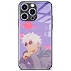Aesthetic Anime Case for iPhone 16, 9H Tempered Glass Back Cover, Manga Character Impact Resistant Glossy Shell