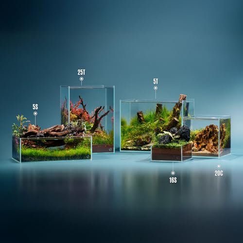 Image of Ultum Nature Systems Ultra Clear Rimless Aquarium - Low Iron Glass Fish Tank with 45 Mitered Edges, 5mm-12mm Thick, Leveling Mat Included (5S, Shallow, 2 Gallon)