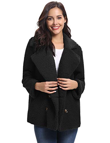 Abollria Women's Long Sleeve Coat Casual Lapel Fleece Fuzzy Faux Shearling Warm Winter Oversized Outwear Jackets