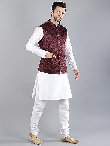 Image of Uri and MacKenzie Men's Silk Blend Kurta Pajama with Designer Ethnic Nehru Jacket /Modi Jacket