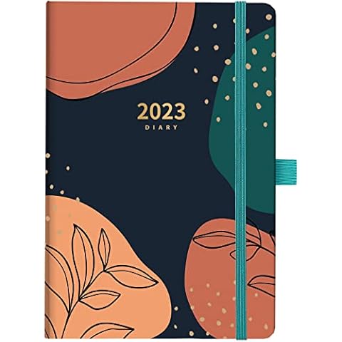 2023 Diary - Diary 2023 Week to View, January 2023 - December 2023, hardcover, Bookmark, Pen Ring, Elastic Binding, Inner Pocket, 14.6 * 21.4 cm Cover