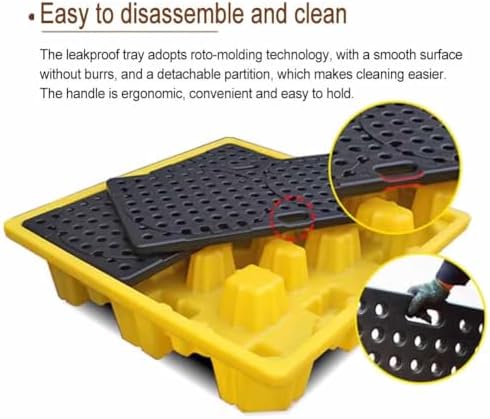 Paint Bucket Spill Containment Pallet | Durable Storage Solution for Leak Prevention | Heavy-Duty Industrial Use | Ideal for Safe Paint Storage and Hazardous Material Handling