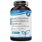 Nutravita Glucosamine and Chondroitin High Strength - 180 Capsules - 6-in-1 Complex with Vitamin C, Turmeric, Ginger & Rosehip - Glucosamine Sulphate Chondroitin Sulphate Supplements - Made in The UK