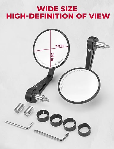 KEMIMOTO Billet Aluminum Bar End Mirrors