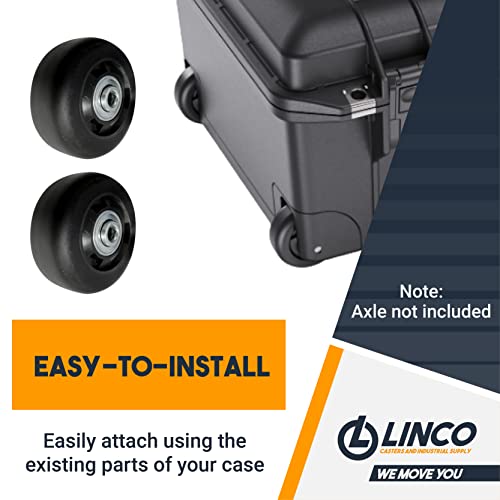 LINCO Pelican Wheels - Pelican Air Case Luggage Wheels Replacement, Suitcase Wheels - Pack of 2 Black-Colored, 2.25 inches Diameter x 1.25 inches