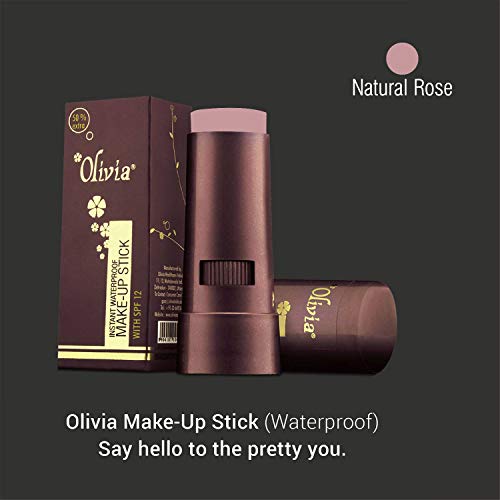 Image of Olivia Instant Waterproof Makeup Stick with SPF 12-04 Natural Rose | 3-in-1 Foundation, Concealer & Moisturizer | Sweatproof, Long-Lasting Base Makeup | Evens Skin Tone & Hides Blemishes