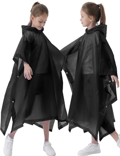 Image of Rain Poncho for Kids(2 Pack) Waterproof Reusable EVA Raincoat One Size Rain Jackets for Children,Boys and Girls