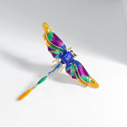 Image of Dragonfly Brooch Rhinestone /Enamel Dragonfly Brooches Lapel Pin for Women Elegant Outfits Dragonfly Jewelry Gifts