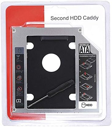 Terabyte 9.5 mm Universal Caddy for HDD/SDD for CD DVD-ROM Drive Slot 2nd Hard Drive Caddy for PC/Laptop, Silver (2nd HDD Caddy 9.5mm Silver TB02)