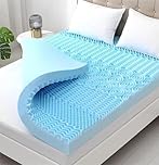 YUGYVOB Mattress Topper Queen, Foam Queen Mattress Topper, Cooling Gel Infused Bed Topper, 7 Zone Egg Crate Foam, CertiPUR-US Certified, 2 Inch