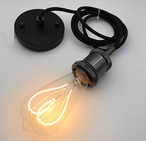 Icole Suspension Vintage Style Industriel Rétro E27 Noir