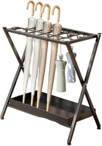 GEBYUI 傘立て 業務用 大容量 折りたたみ式 ブラック かさたて 玄関 おしゃれ オフィス 店舗用 水受け皿付き 傘収納 家庭用ドア傘置き 商業用傘排水家庭用傘アーティファクト傘 (ブラック)