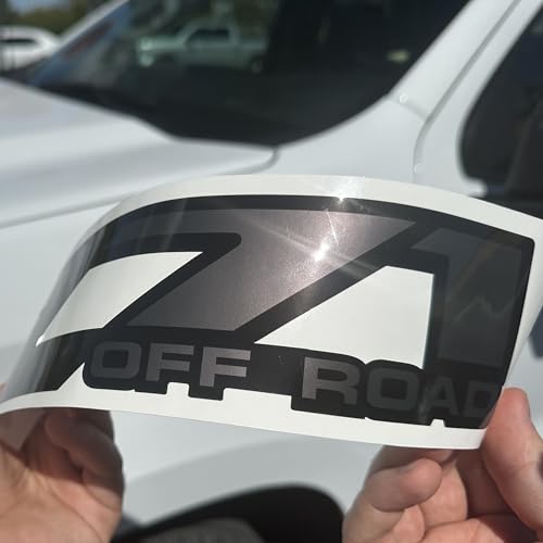 Image of GOLD HOOK Z71 Off Road Decals Compatible with Chevy Silverado 1500 2500 HD (2001-2006) - Premium Series Black Metallic Finish - Set of 2