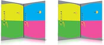 YOUVA Navneet Stellar | Soft Bound Long Book | A4 Size 21 Cm X 29.7 Cm | Single Line | 388 Pages | Pack Of 4, Multicolor, (23965)