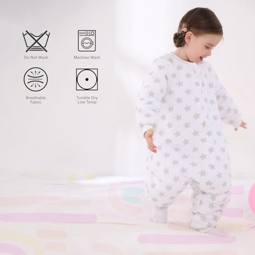 WONDAY Toddler Sleep Sack with Legs, 2.5 TOG Winter Wearable Blanket, Cozy Cotton Walker Sleep Sack for Girls 2T 3T — view 6