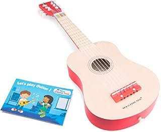 New Classic Toys - 10300 - instrument muzyczny - zabawka drewniana gitara - naturalna/czerwona