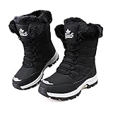 KUWIBY Winter Boots Women Snow Boots Waterproof Non-Slip Comfy Flats Warm Fur Lining Booties Ladies Outdoor Soft Lightweight Lace Up Walking Shoes Size 8 Black