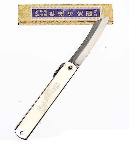 Higonokami Navaja Japonesa de Bolsillo Plegable Cuchillo Zenkou Plata Hecho a Mano en Japón por Nagao Kanekoma (Large)