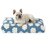 Picture of LE SURE Cute Dog Beds Medium Size Dog-Thick Shredded Chopped Foam Pet Bed Indoor with Removable Washable Cover, Modern Fuzzy Plush & Anti Slip Bottom, Blue
