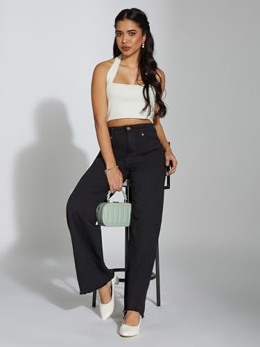 Image of Miss Chase Women's Wide-Leg High-Rise Regular-Length Stretchable Shaping Denim Jeans