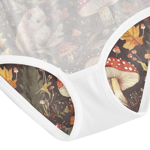 ZZKKO Fall Mushrooms Hedgehogs Girls Underwear Toddler Panties for Girls Comfort Brief Size 8Y4