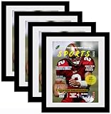 Goldfinch 4 Packs Sports Magazine Frames Displays Magazines Measuring 8 x 10.5 inches with White Core Matting,Suitable for 1994-Current Collector's Edition Sports Magazines with Installed Hangers