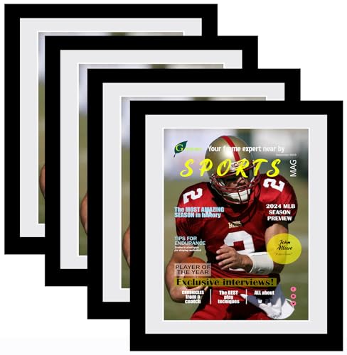 Goldfinch 4 Pack Sports Magazine Frame Fits 8x10.5 Inches White Mat